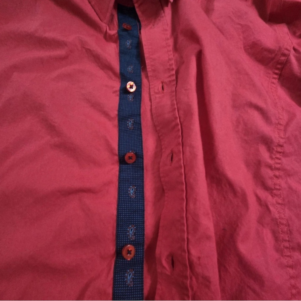 Michael & David Red Dress Button Down contrast sleeves. Gorgeous - Picture 6 of 13